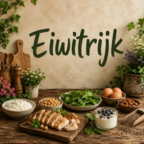 Eiwitrijke recepten met gegrilde kip, zalm, eieren, peulvruchten, yoghurt, bessen en groenten op een rustieke houten tafel Eiwitten vind je zowel in dierlijke als plantaardige producten. Denk aan eieren, zuivel, kip en vis, maar ook aan bonen, linzen, kikkererwten, noten en zaden. Daardoor kun je volop afwisselen en zijn er ook voor vegetariërs veel mogelijkheden. Bekijk hieronder alle eiwitrijke recepten op Smaakplein en ontdek gerechten die lekker, gevarieerd en eenvoudig in je dagelijkse eetpatroon passen.
