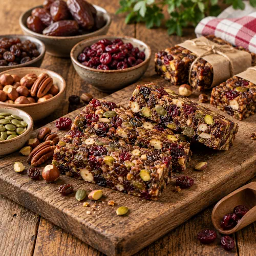 Drentse Drenteltjes van dadels, cranberry’s, rozijnen, noten en pompoenpitten