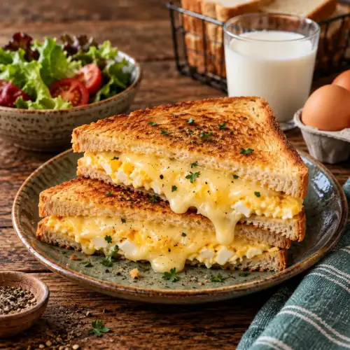 Hartige gehakt-sandwiches met gekruid rundergehakt en goudbruin gebakken witbrood