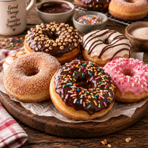 Zelfgemaakte goudbruine donuts met deeg bereid in de broodbakmachine