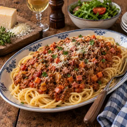 Spaghetti met Gehakt-Hamsaus