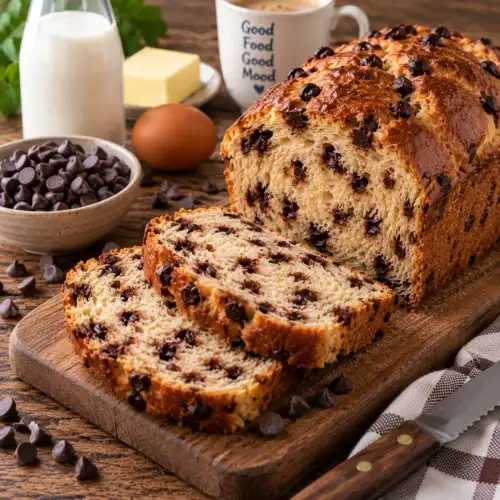 Zacht chocoladebrood met bakvaste chocoladedruppels uit de broodbakmachine