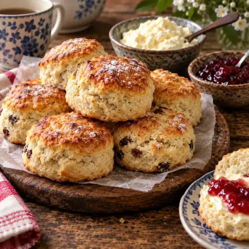 Zachte goudbruine scones met deeg bereid in de broodbakmachine