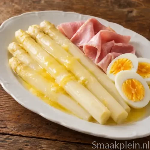 Witte asperges met romige kaassaus van Parmezaanse kaas en Gruyère