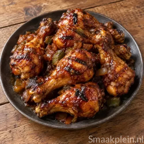 BBQ-kipdrumsticks met cider, Franse mosterd en warme cidersaus