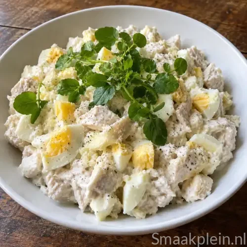 Deense kipsalade met mierikswortel, ei en romige dressing