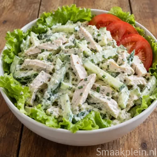 Frisse kalkoensalade met yoghurt, komkommer, bieslook en tomaat