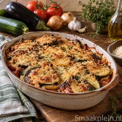 Gegratineerde schorseneren met romige saus, geraspte kaas en krokant broodkruim