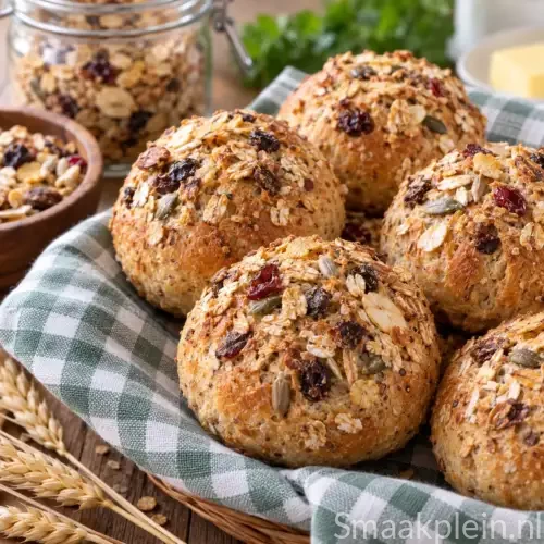 Knapperige granenbolletjes met muesli en viergranenmeel