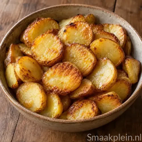 Krokante goudbruine aardappelschijfjes uit de airfryer