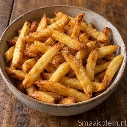 Krokante goudbruine zelfgemaakte frietjes uit de airfryer
