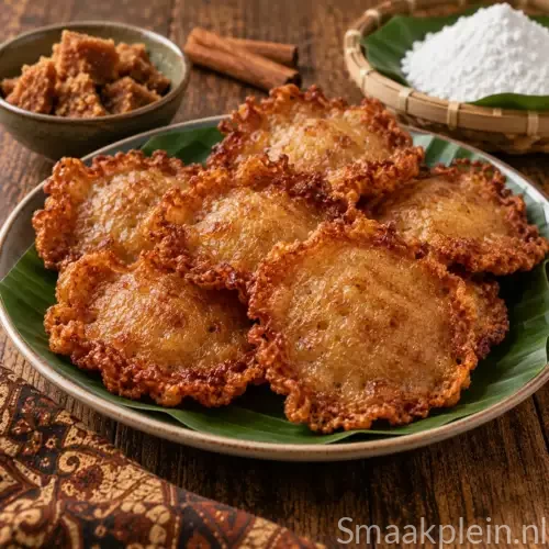 Krokante Indonesische cucur van glutenvrij rijstmeel met gula djawa en kaneel