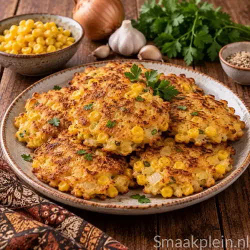 Krokante glutenvrije Indische maiskoekjes met ui en knoflook