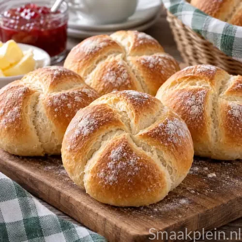 Krokante zelfgebakken keizerbroodjes met het karakteristieke sterpatroon