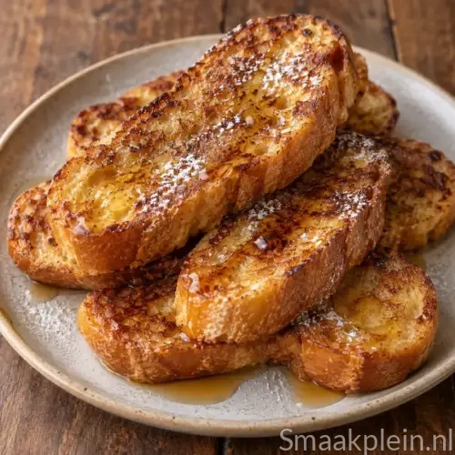 Kruidige wentelteefjes uit de airfryer met kaneel, ahornsiroop en poedersuiker