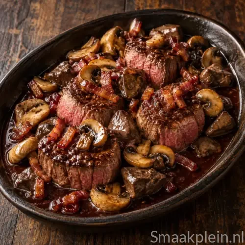 Ossenhaas Lucullus gevuld met ganzenlever, champignons en cognac