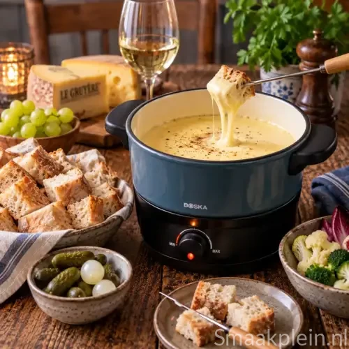 Franse Fondue bourguignonne uit Bourgogne met romige wrongel, melk en eidooier