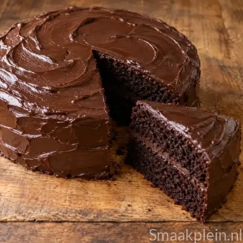 Romige chocoladetaart uit de airfryer met een rijk chocoladeglazuur