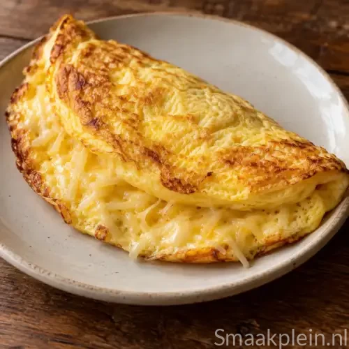 Romige kaasomelet uit de airfryer met gesmolten Goudse kaas