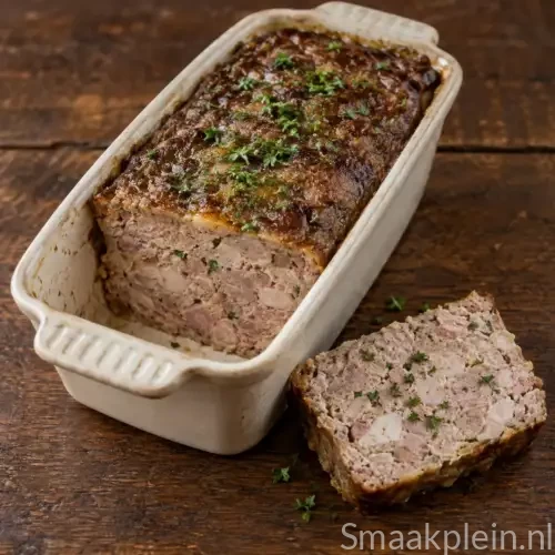 Klassieke konijnenpastei met kalfsvlees, varkensvlees, cognac en kruiden