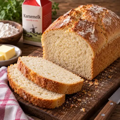 Zacht karnemelkbrood met speltbloem en fijn volkorenmeel uit de broodbakmachine