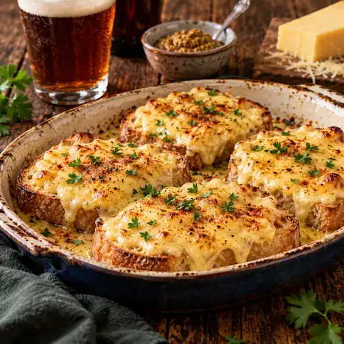 Welsh rarebit met pale ale en kaas